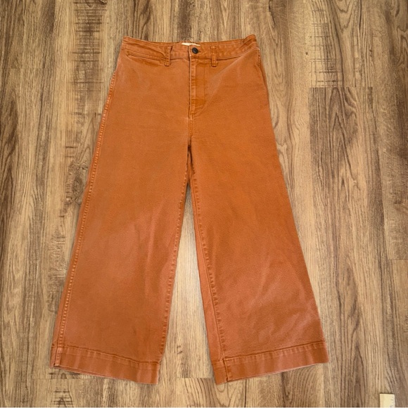 Madewell Womens 29  Emmett Wide-Leg Crop Pants Burnt orange high waisted - Picture 3 of 10